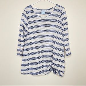 Dress Barn Sunday Blue White Striped Sweater